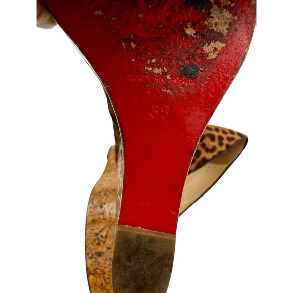 Christian Louboutin Leopard Print Pony Hair Cork Platform Wedges - Size 5 - Picture 5 of 8